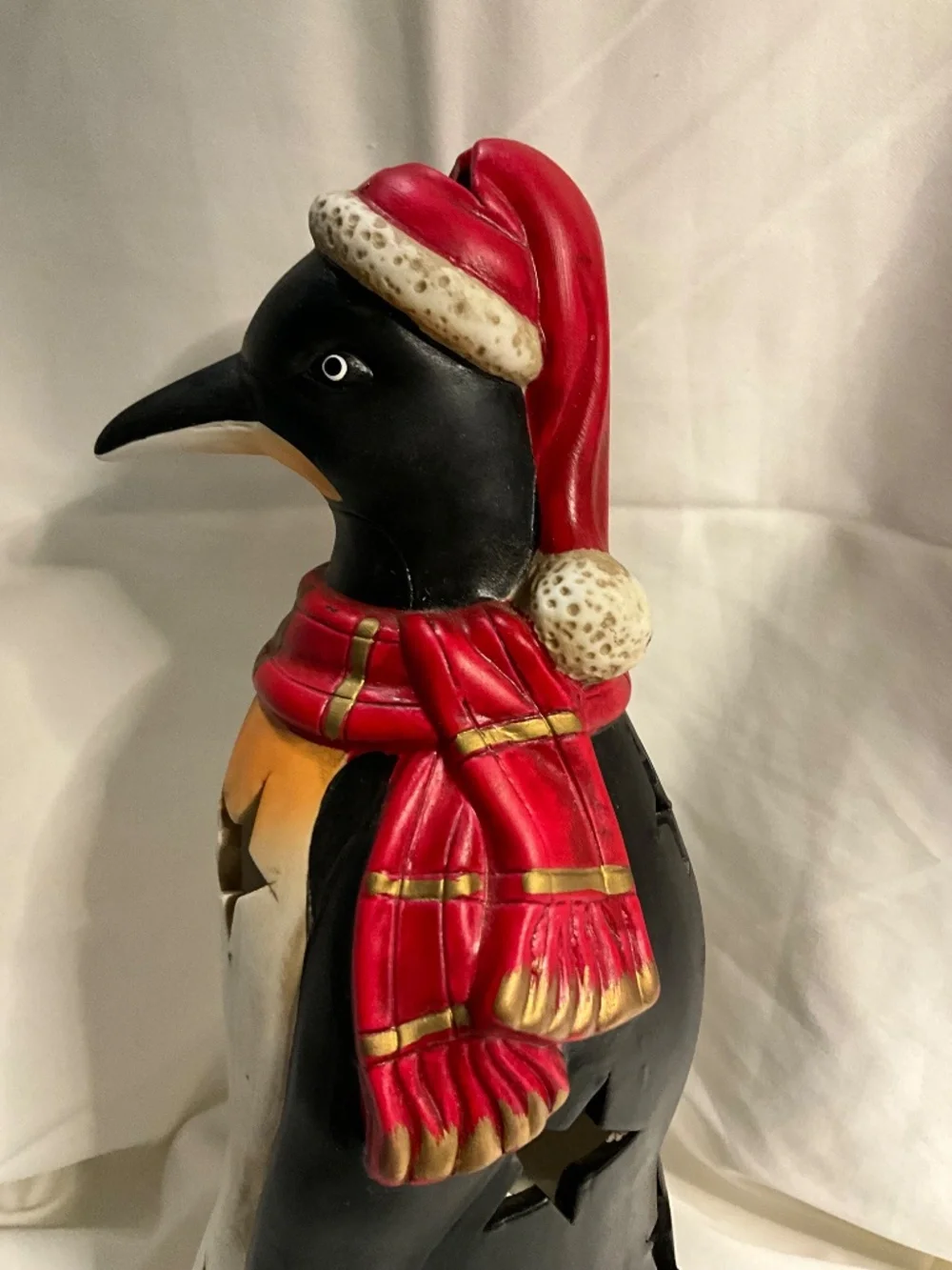 Vintage-Style Ceramic Penguin Holiday Luminary Figurines - Set of 2